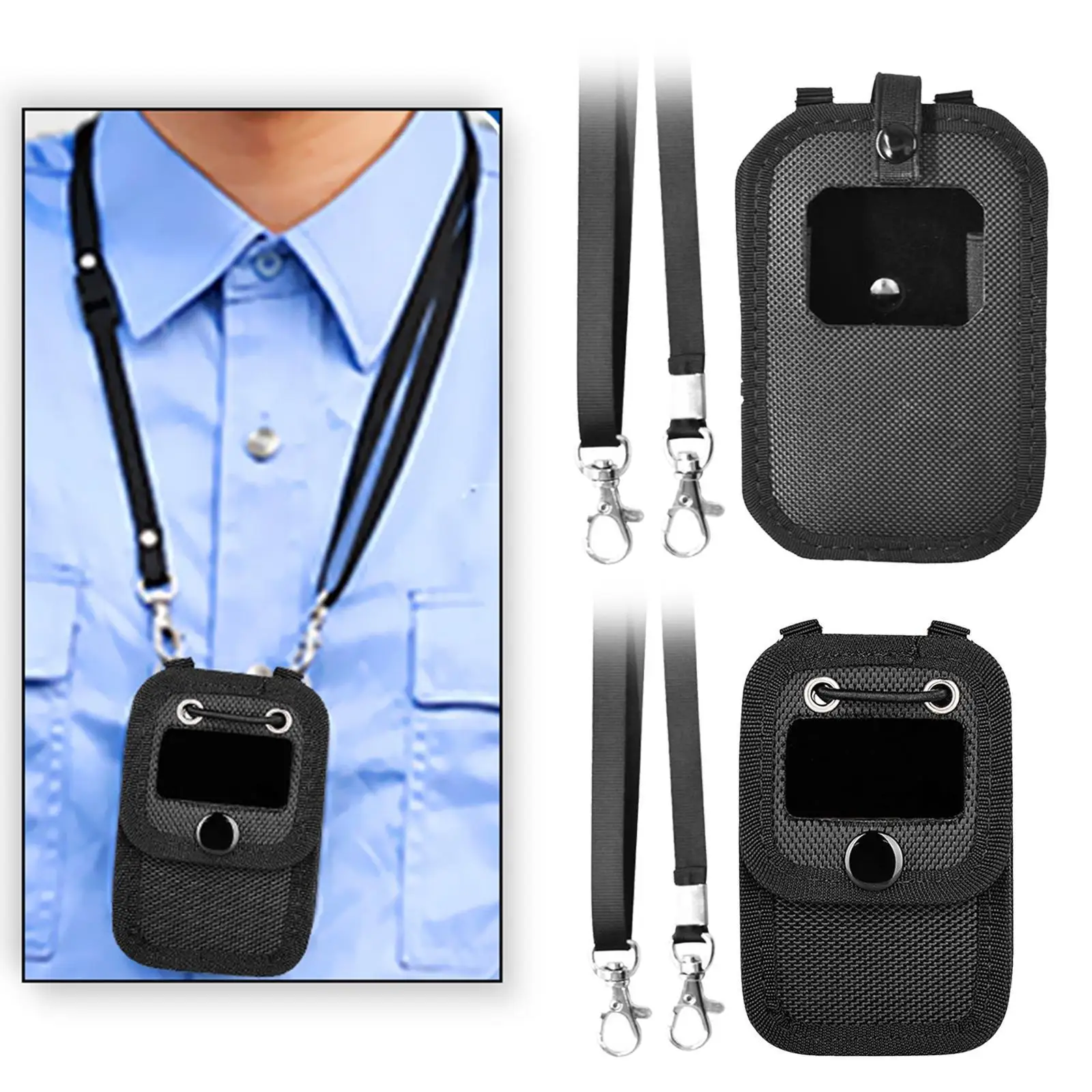 Nylon Police Recorder Protective Pouch with Adjustable Strap and 180 Degree Rotating Clip for Duty Use Storage