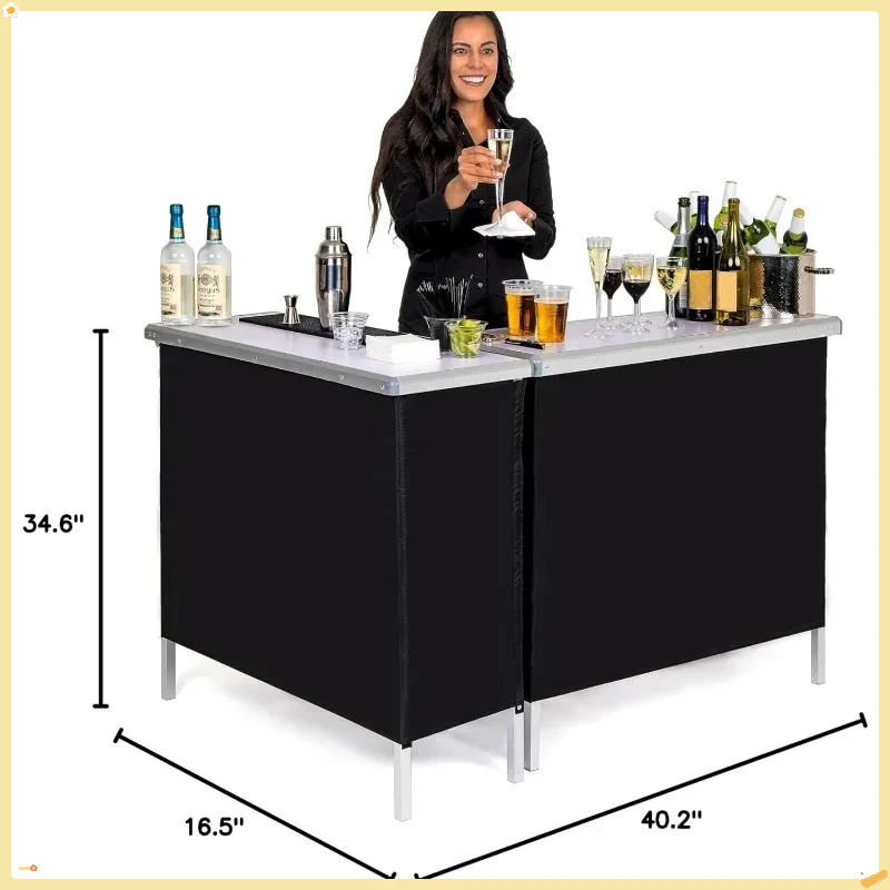 Conjunto de mesa portátil de barra dupla - Estação de bartender móvel, inclui maleta de transporte