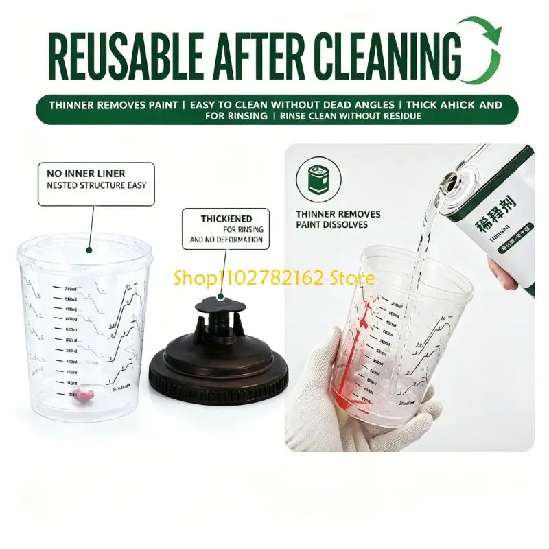 547B Paint Sprayer Guns Mixing Cup with Filter Lid for Auto Detailing Tasks Use