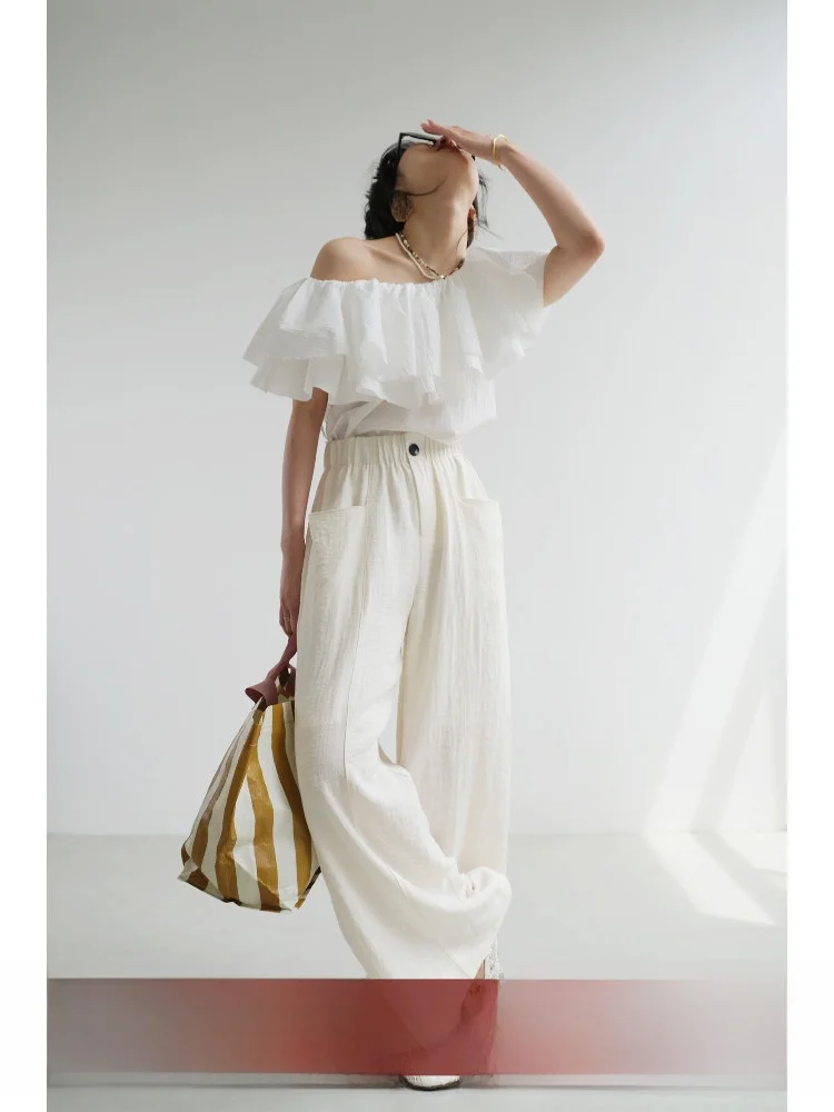 

Cool Linen Wide Leg Pants High Waist Slimming Women's Casual Straight Cut Commute Sle Summer Faion Comfortable Trousers