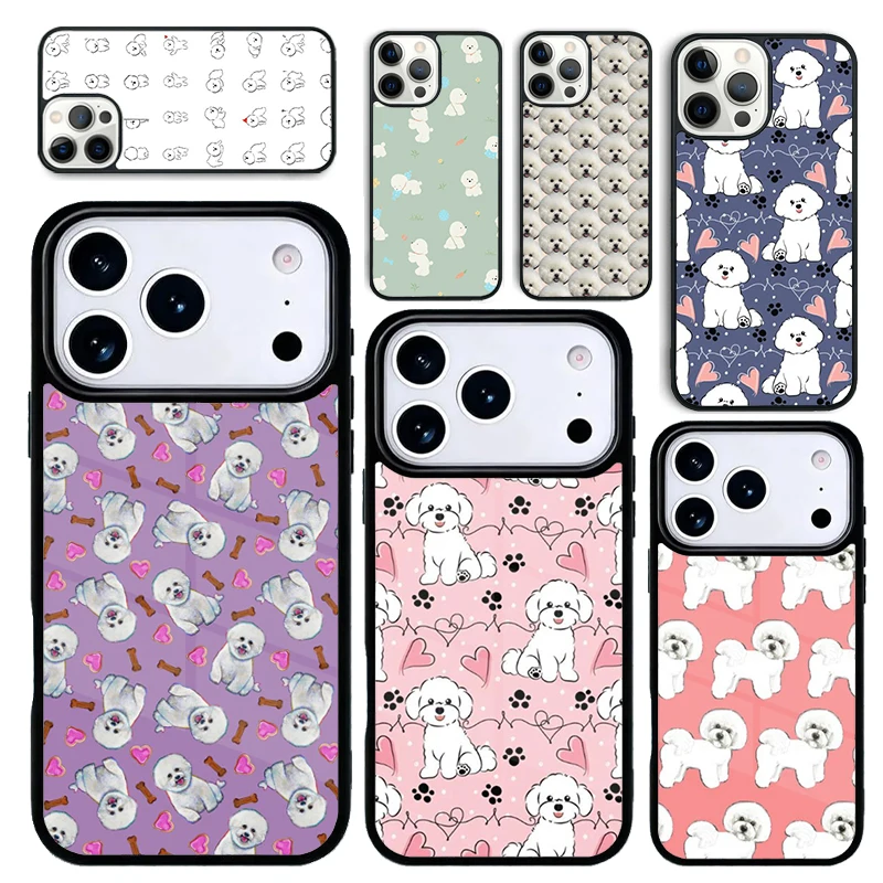 Funda Protectora para iPhone 17 Air 16 Pro Max 15 Plus 11 13 Mini 14 12, Diseño de Dibujos Animados de Bichón Frisé