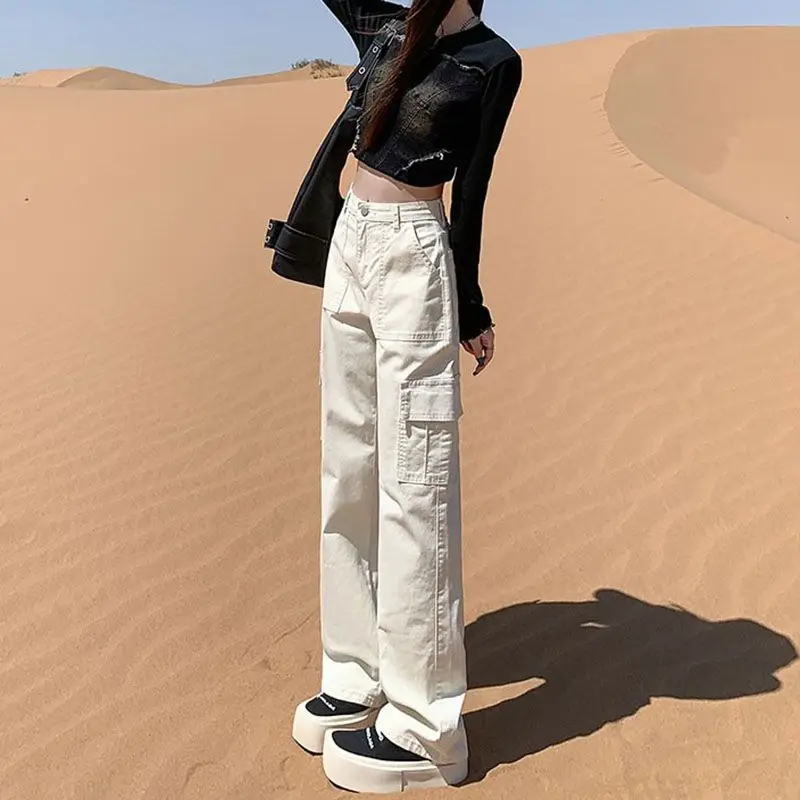 

Niche high-waisted jeans that flatter the figure and exude elegance for women2024Wide-leg pants are loose and versatile, workwea