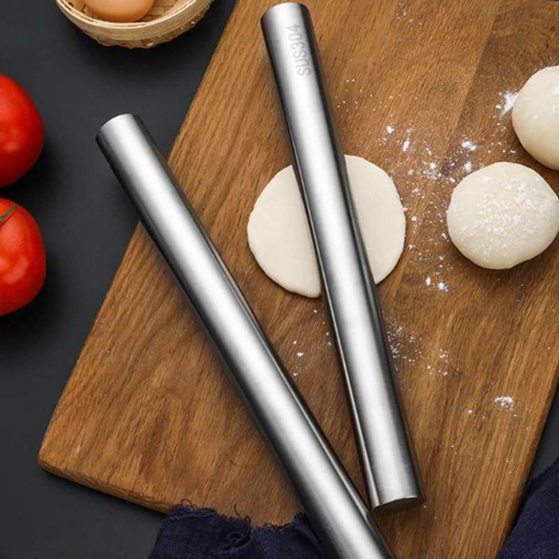 Stainless Steel Rolling Pin Dough Baking Pizza Noodles Biscuits Dumplings Making Tools Kitchen Baking Multifunctional Utensils