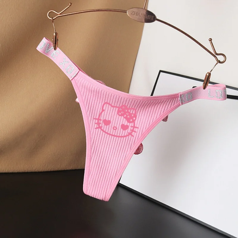 ハローキティ-女性用コットンTバック,セクシーな下着,ローウエスト,トライアングルショーツ,糸バンド,卸売アクセサリー,新品