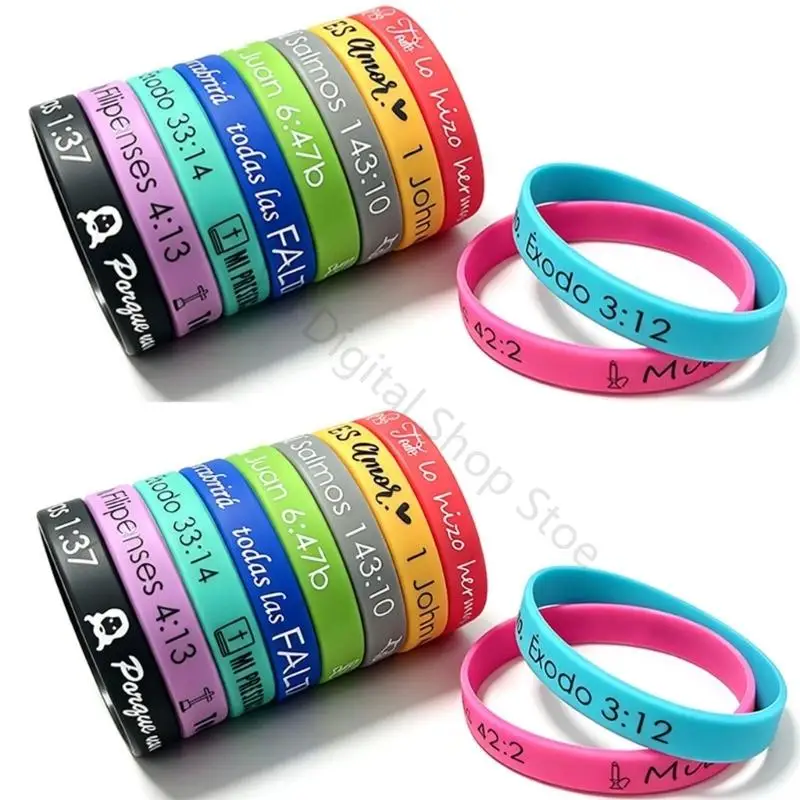 96BA Wristband Set 20 Pack, Mixed Color Phrase Bands for Group Use