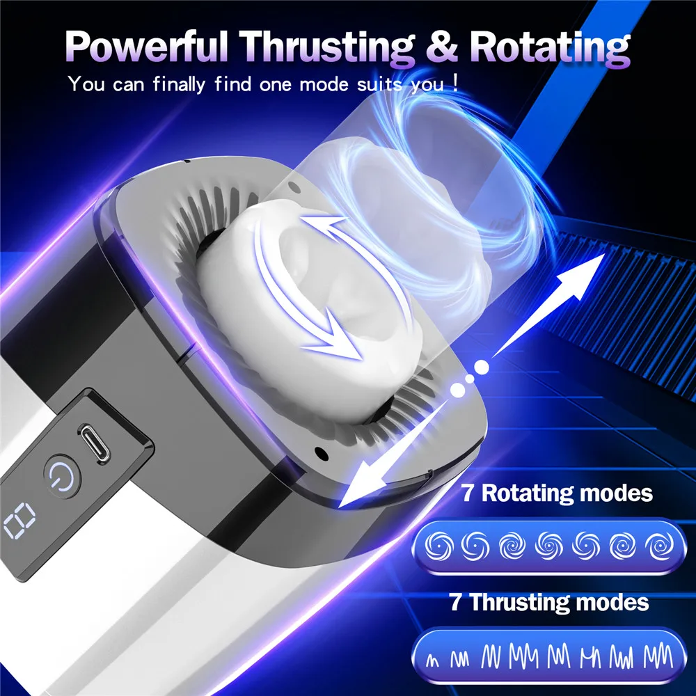 Automatic Telescopic Rotation Masturbator for Men Vagina Pussy Real Sex Trainer Male Masturbator Pocket Adult Sex Toys for Men