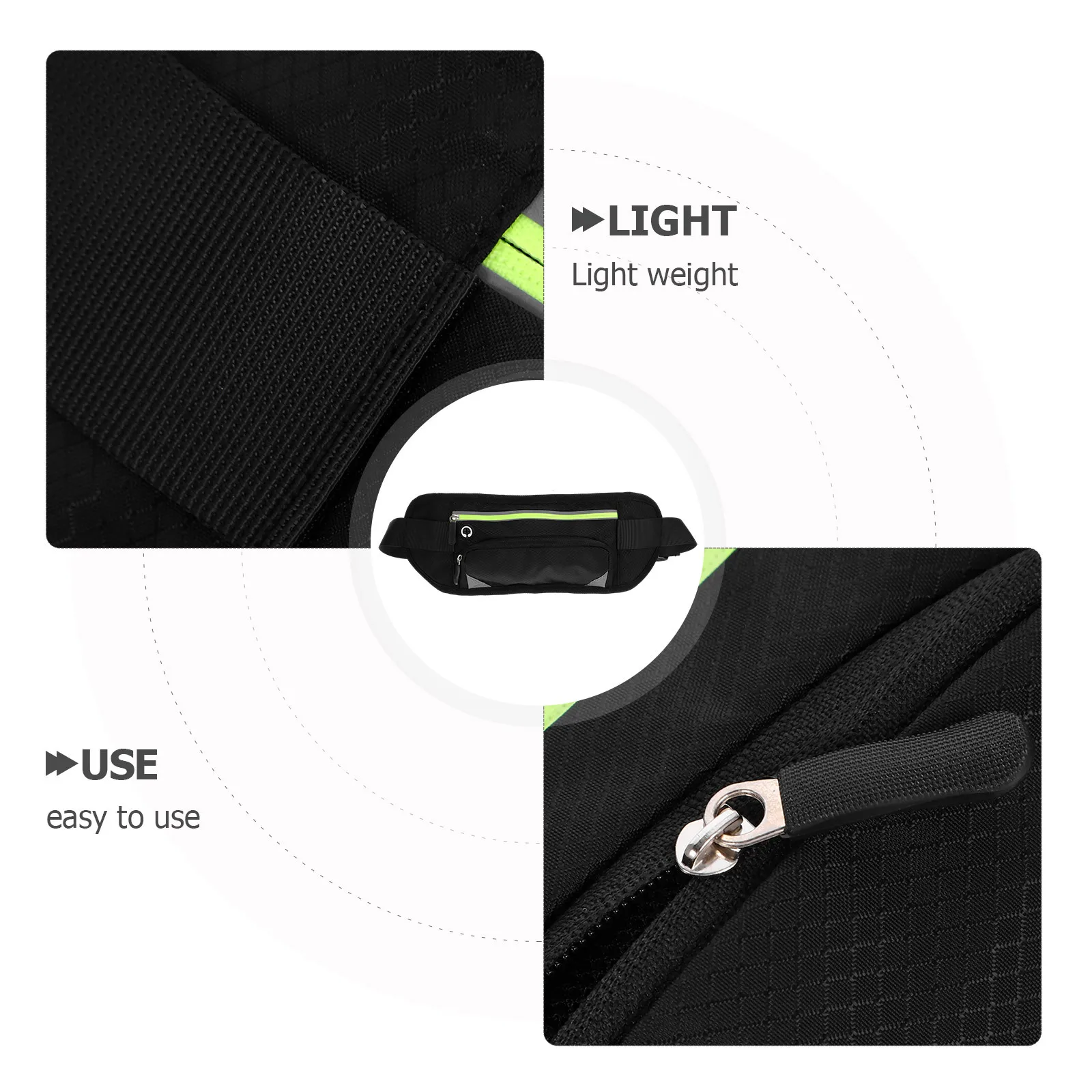 Sports Waist Bag Adjustable Belt Pouch for Running Hiking Traveling 6 Inch Phone Black Sports Waist Bag Fanny Pack