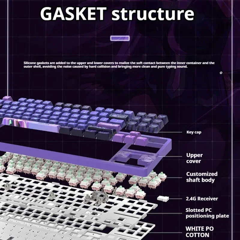 Imagem -02 - Pro Athena Teclado Mecânico Modo Hot Swap Jogos Dinâmicos Junta do Teclado Pbt Keycap pc Gamer Ergonômico Win Mac Vgn-v87