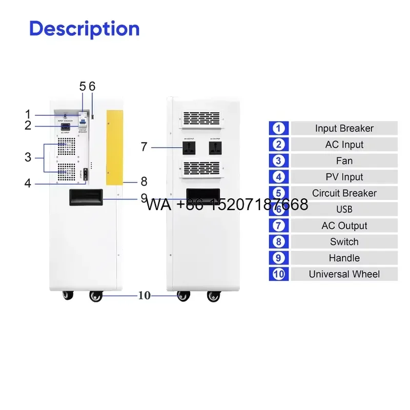 Wmwmnu for All-In-One 3.6kW 7.68kWh LiFePO4 Battery Solar Hybrid Inverter 300Ah Ground-Mounted Home Energy Storage System