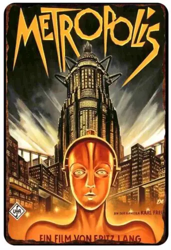 Metroplois 1930 Deutscher Filmplakat Retro Vollmetall-Blechschild - Aluminium