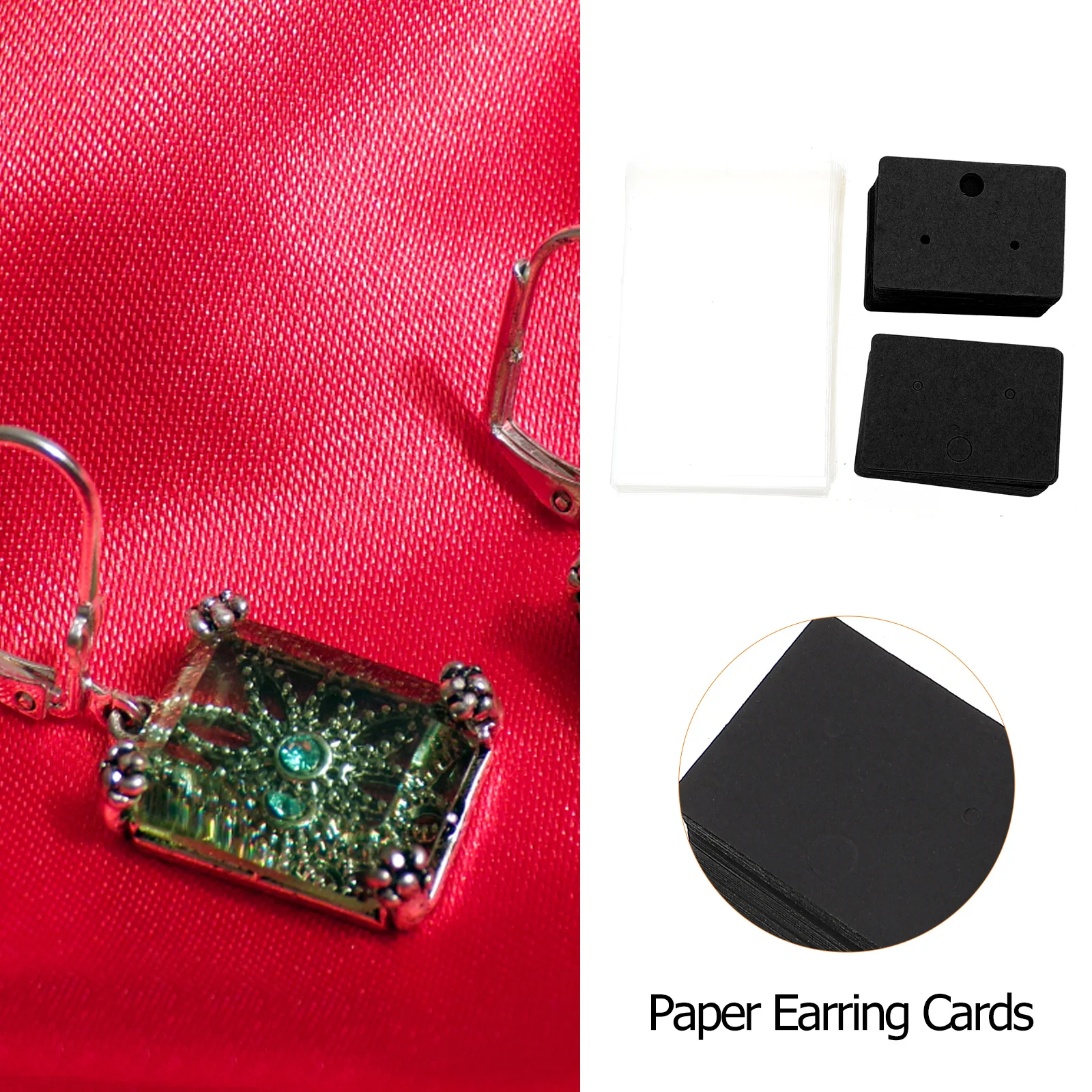 

100Pcs Rectangle Earring Display Cards Cardboard Jewelry Holder with Bags for Storing and Decorating Paper Earring Cards