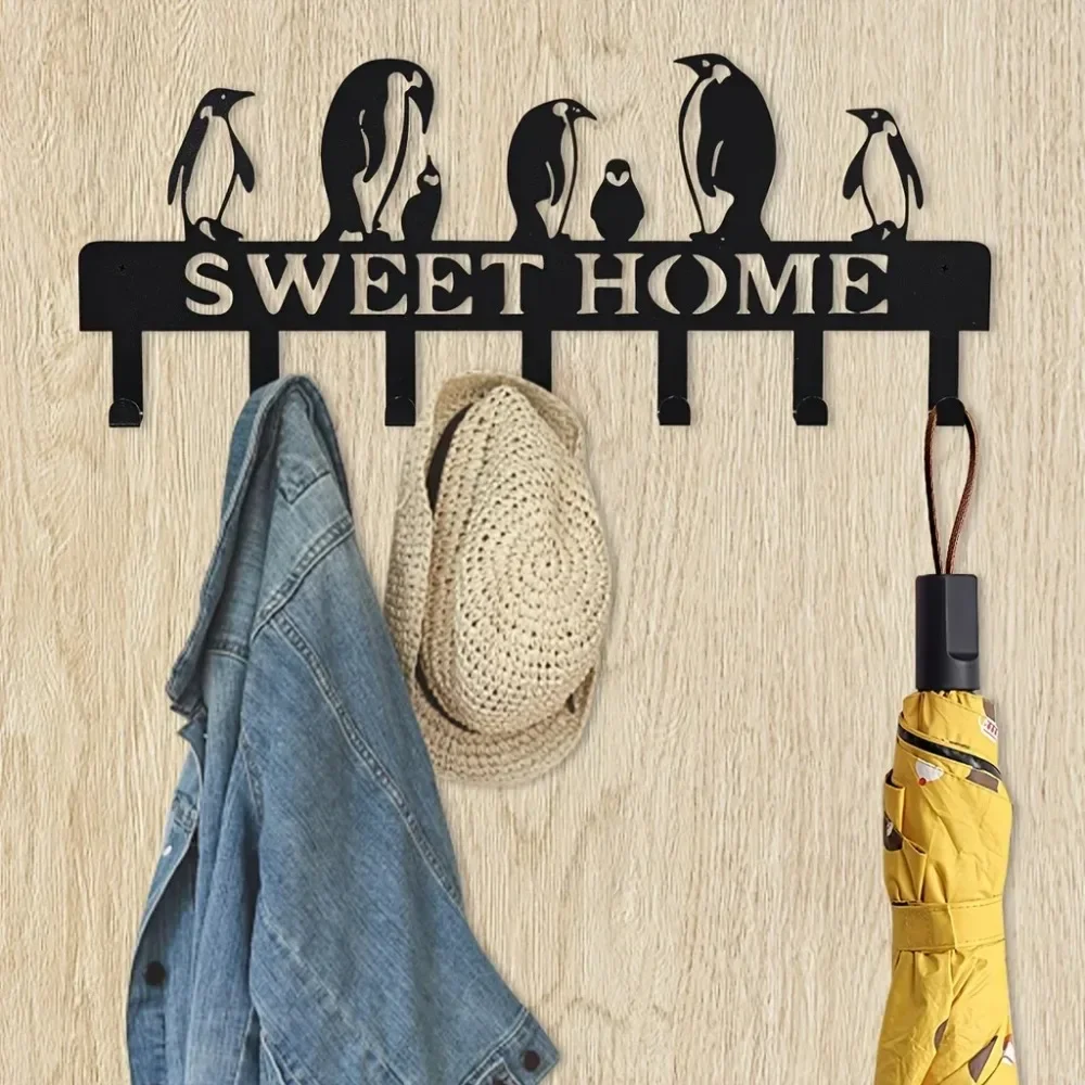 CIFBUY Wrought Iron Penguin Hook Keychain Wall Mounted Coat Rack Key Hanger for Balcony Doorway Entryway Home Decor Organizer