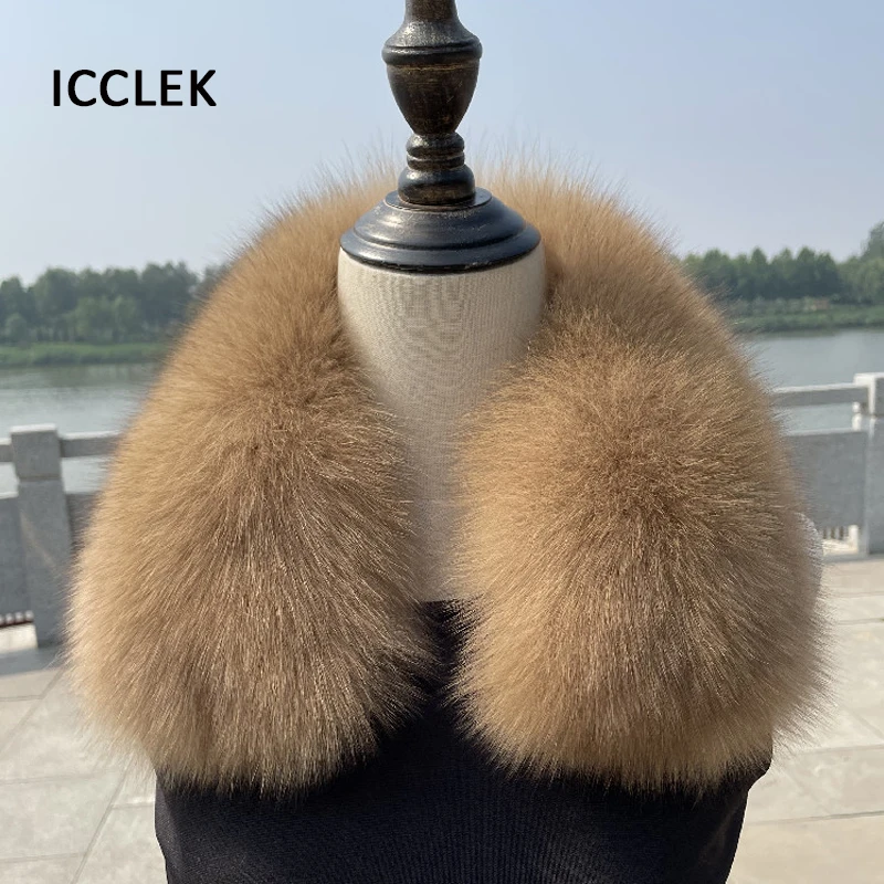 100% Real Fox Fur Collar For Women Men\'s Coat And Jackets Winter Warm Genuine Fur Scarf Clothing Accessories Fur Collar Square