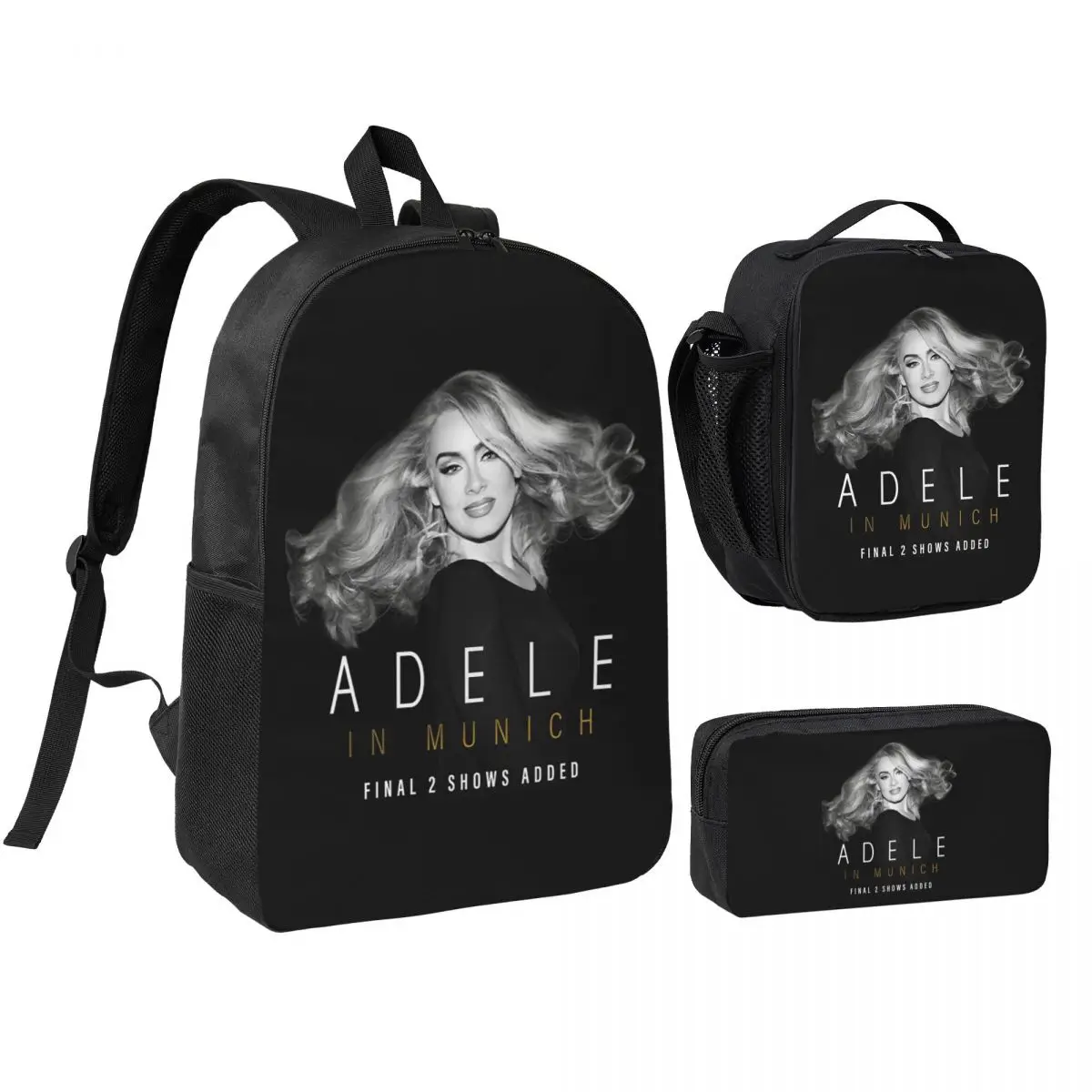 

Cool Singer Adele Tour 2024 Music Album Backpack BookBag School Bag Computer Shoulder Bags 3ps Insulated Lunch Bag Pencil Case