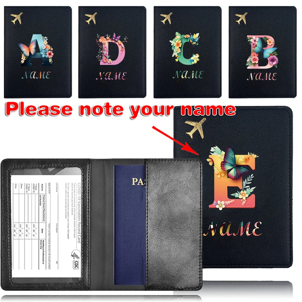 

Customized Name Passport Sleeve Holder PU Passport Cover Protector Business Bank Card Case Personalized DIY Name Letter Pattern