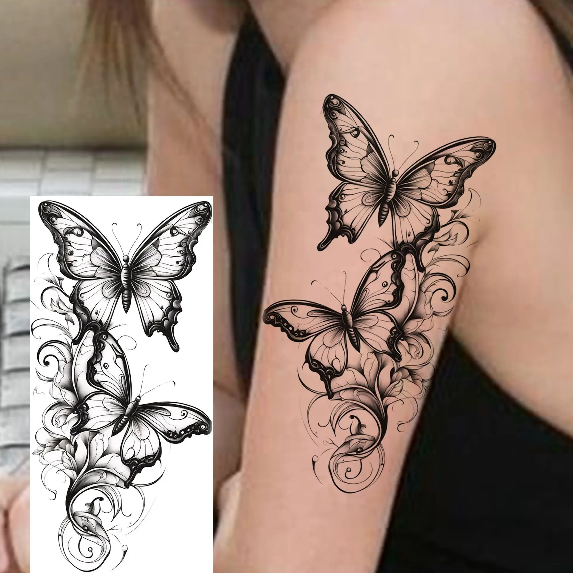 

Niche High End Butterfly Tattoo Stickers Waterproof Durable Fade Resistant Non Toxic Skin Safe for Arm Leg Calf