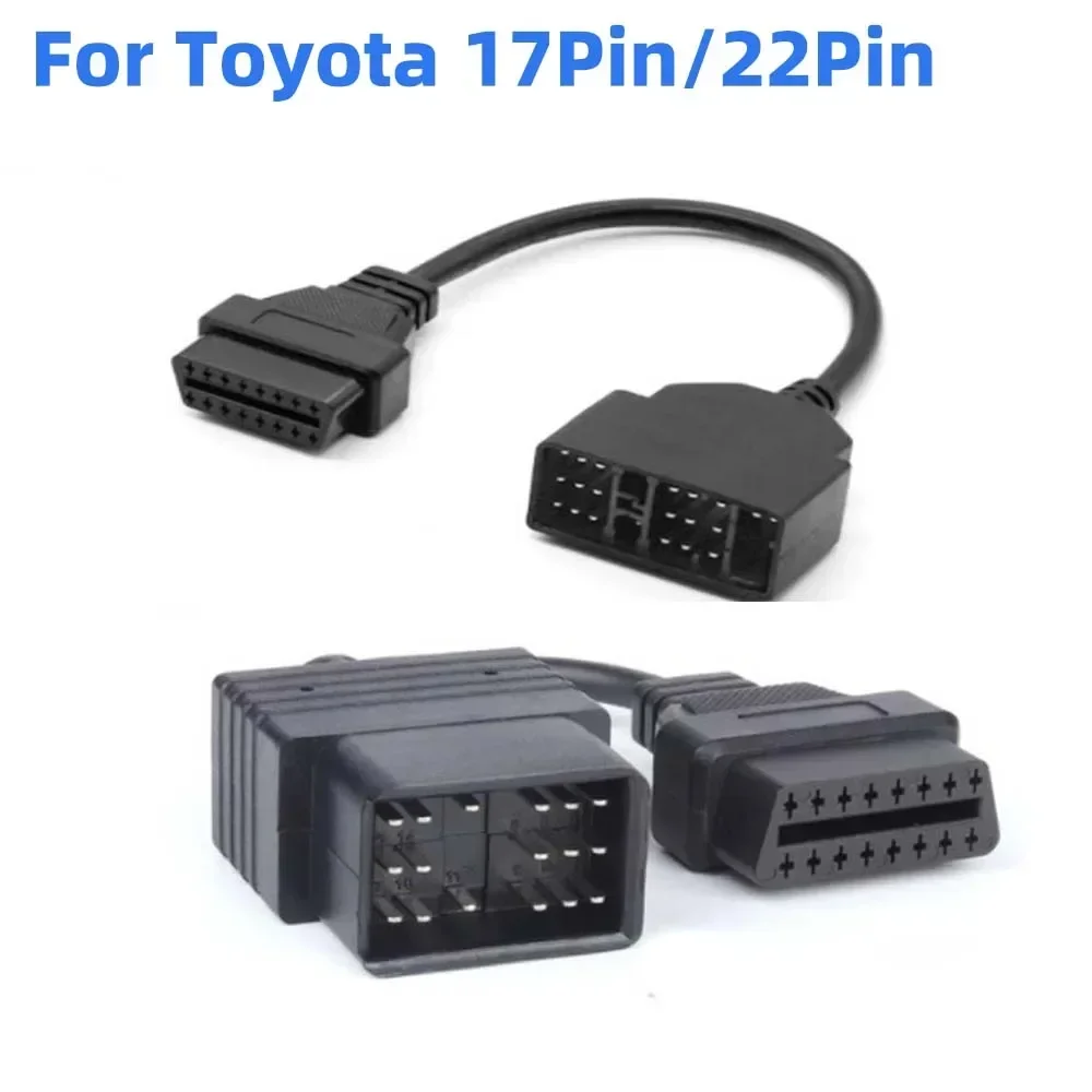 For Toyota 17 PIN 22 Pin To 16pin OBD2 Cable for TOYOTA Old 22Pin 17Pin Vehicle 60cm Noodle OBD2 16 PIN Male Female Connector