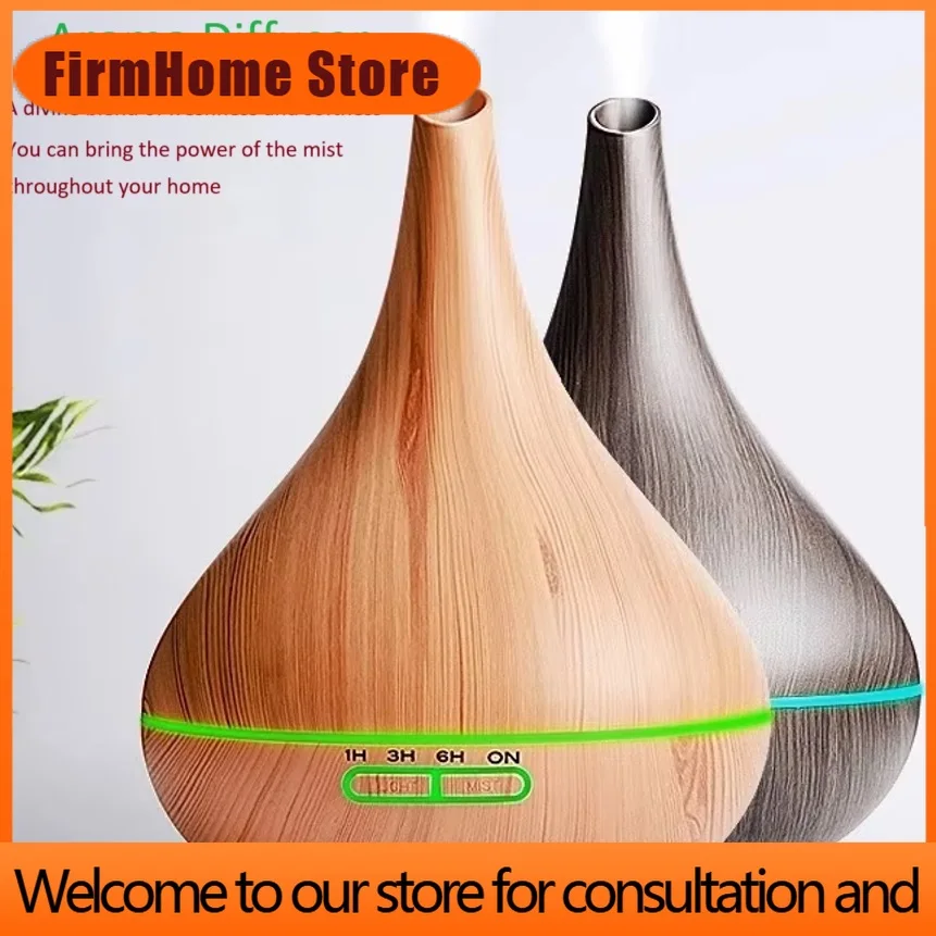 FirmHome Store400 ML Modern Electric Humidifier Essential Aroma Oil Diffuser Ultrasonic Wood Grain Air Humidifier Mist Maker LED
