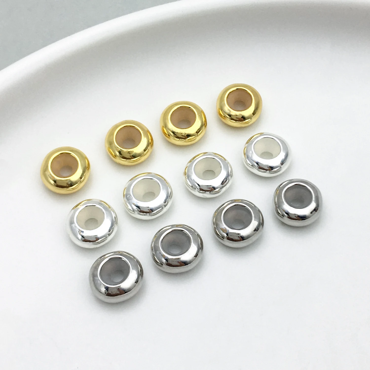 10pcs 6-8mm Copper-Plated Silicone Charms Positioning Beads,For DIY Fashion Bracelets Necklaces Jewelry Accessories Components