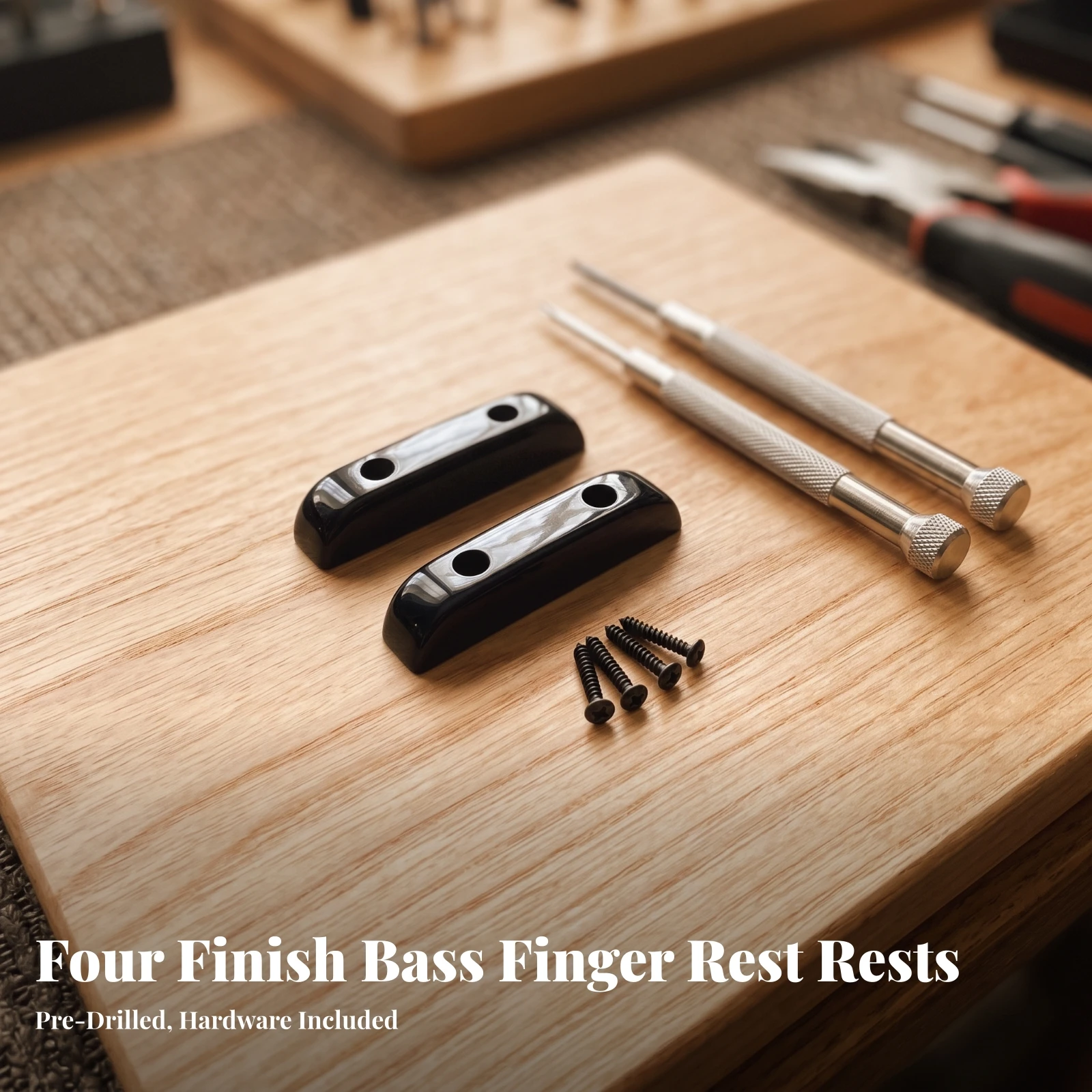 2 Pieces Bass Thumb Rest with Screws Sturdy Bass Thumb Rest Replacement Accessory Plastic Glossy for Bassists