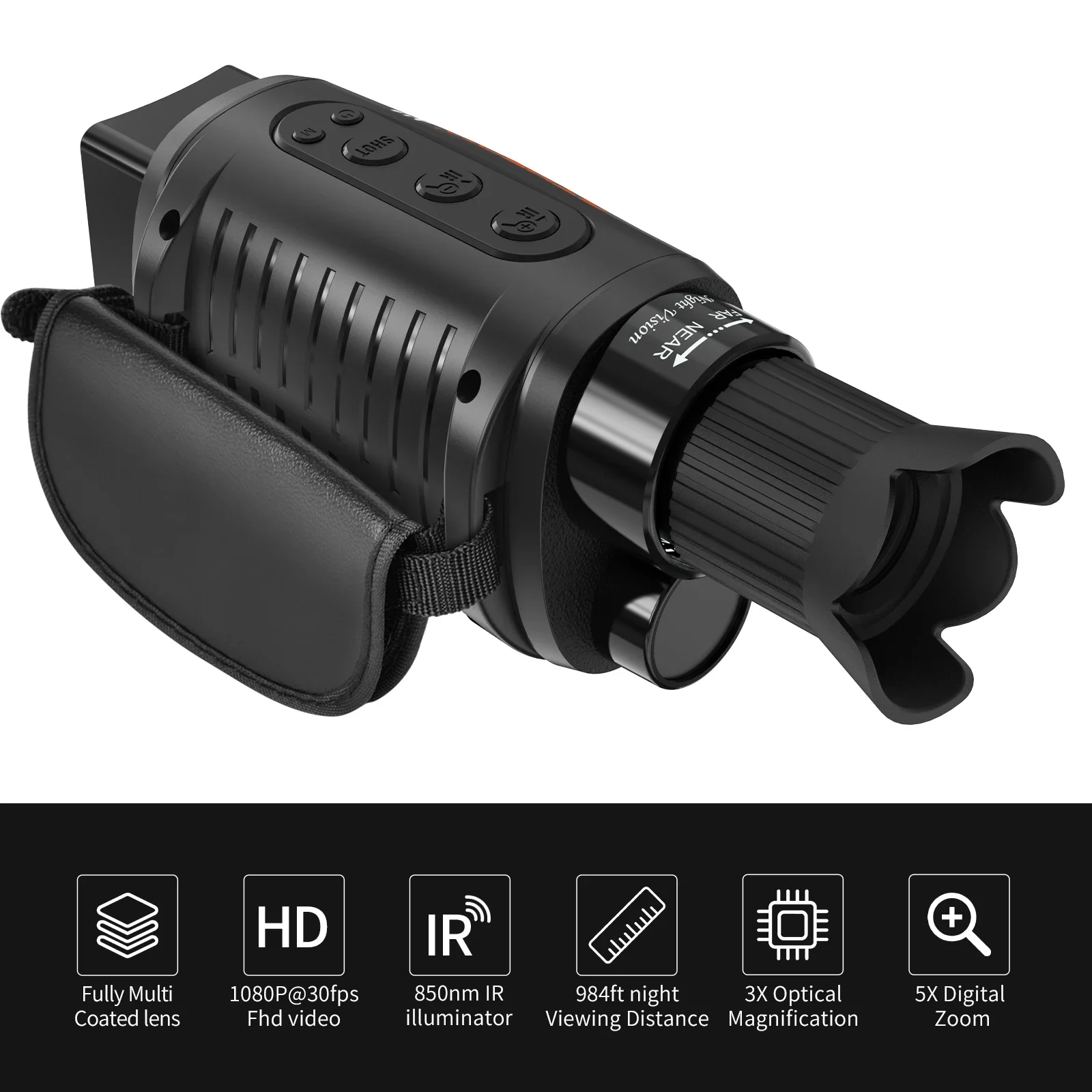 

Telescope Night Vision Camera N1 Monocular Night Vision 1.5inch Screen HD 1080P Video 5X Digital Zoom 850nm IR LED 250~300m Dark