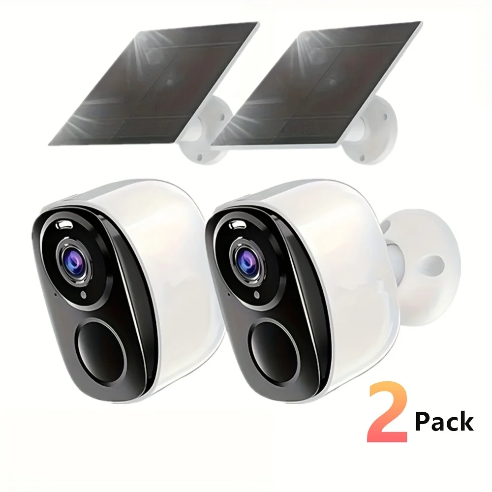 

2-Pack Wireless Outdoor IP67 Security Camera, 3MP HD Night Vision with Spotlight, Battery-Powered Solar Security Camera