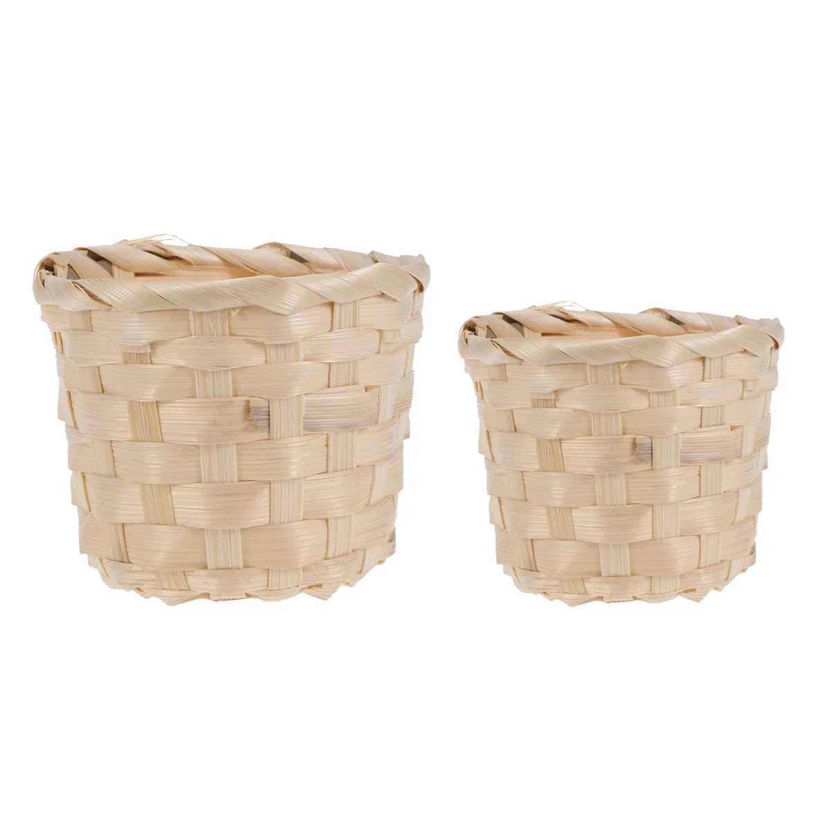 

4pcs Bamboo Wood Flower Basket Handwoven Rattan Baskets Storage Organizer Home Decor Indoor Outdoor Use