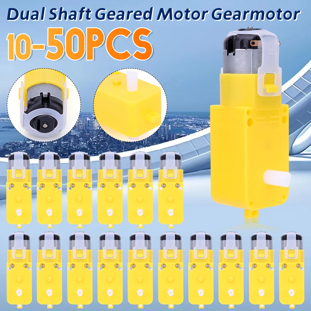 10-50PCS DC 3-12V Dual Shaft Geared TT Motor EMC Gearbox Engine for DIY Smart Car Robot Chassis Four Drive Tire Wheel Assembly