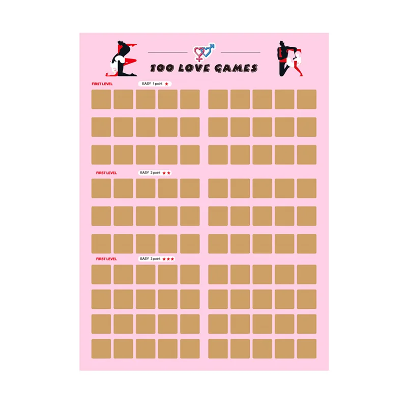 Y New 100 Love Games Sex Pose Poster Valentine's Day Scratch-off Gift For Couples