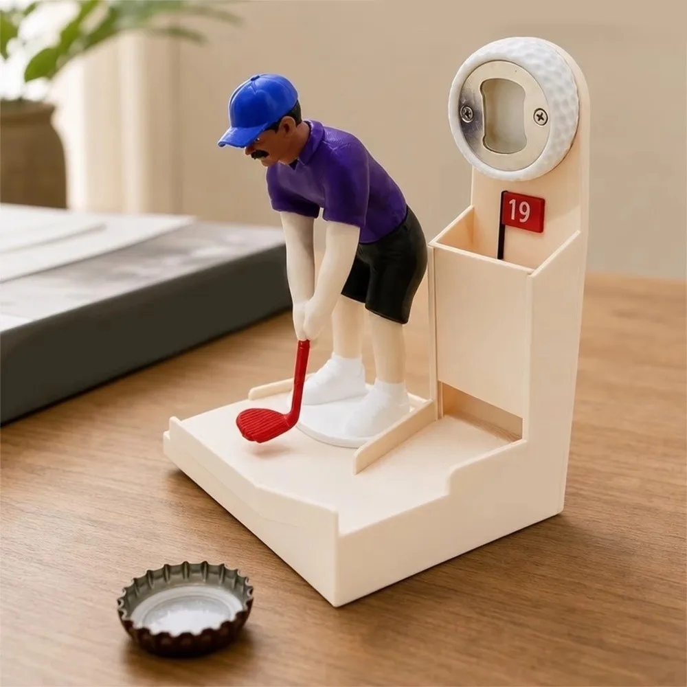 Fuuny PLA Golf Bottle Opener 3D Figurine with Score Board Beer Cap Launcher Golf Player Bottle Opener Home Decor