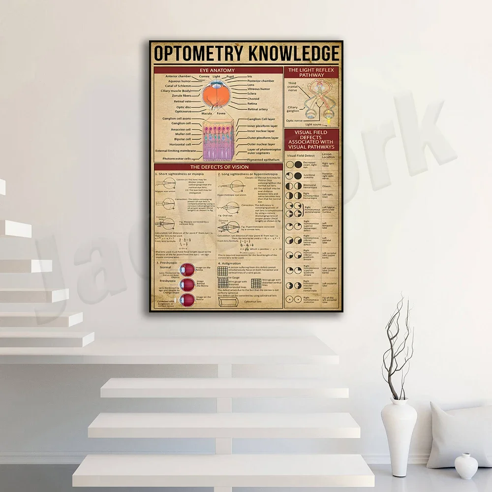 Optometry knowledge poster, optometry gift, optician, optometrist, ophthalmologist retro poster, eye care, medical office decor