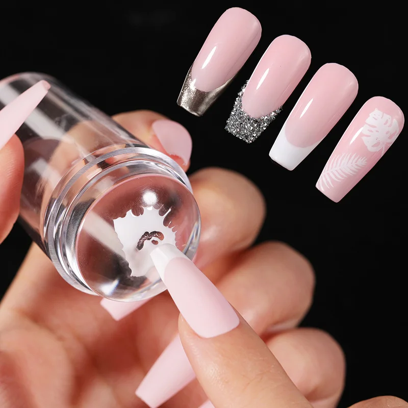 Transparent Silicone Nail Art Stamping Kit Stamper French Clear Jelly Design For Manicure Plate Stamp Polish Stamper Scraper Too