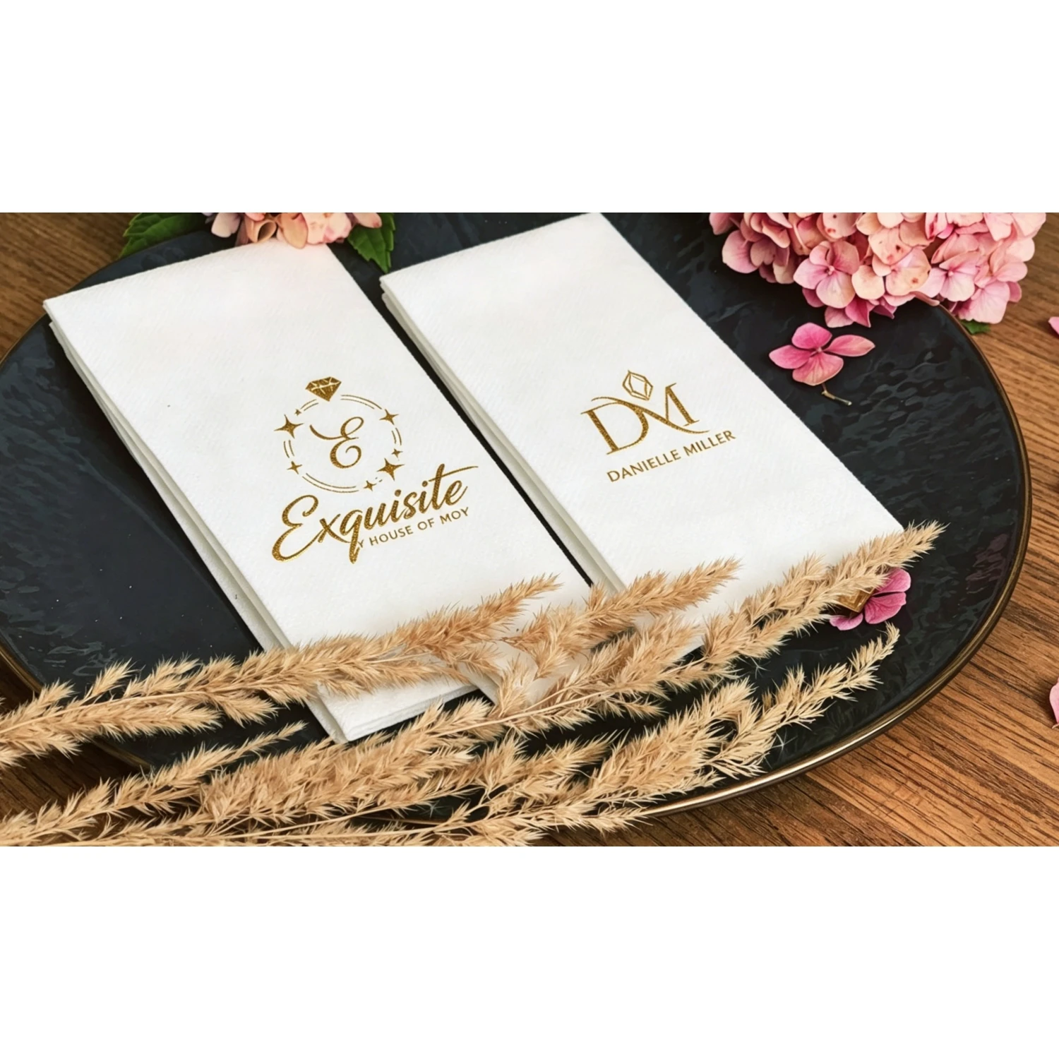 

Gold Foil Sheepsew 90pcs Napkins Disposable Linen Like Personalized Wedding Dinner