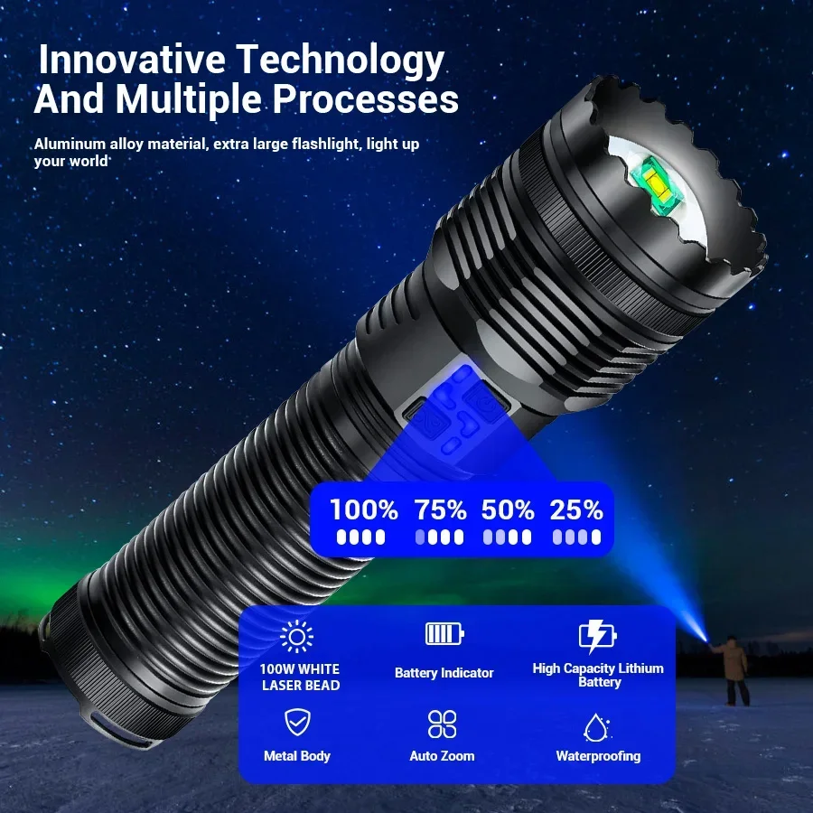 XIWANGFIRE High Power Led Flashlight Super Bright Long Range Torch Rechargeable Powerful Outdoor Tactical Lamp Camping Lantern