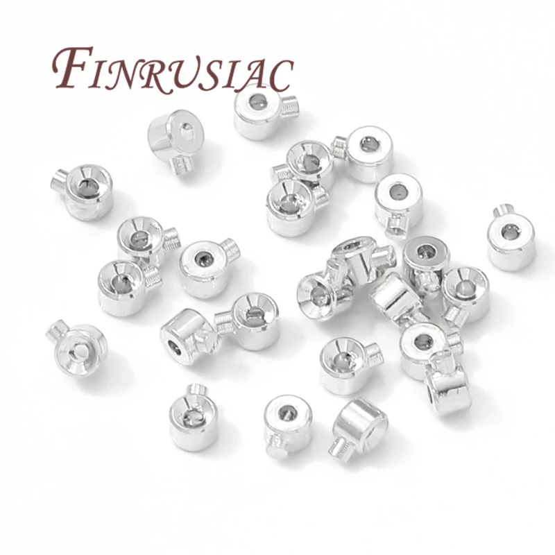 10/20 Stück 18 Karat vergoldete Quetschenden, silberne Quetschperlen, runde Crimp-Endperlen, DIY-Schmuckherstellungszubehör – Detail 16
