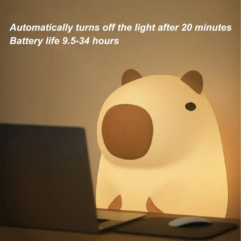 Capivara de silicone luz noturna recarregável usb luz ajustável lâmpada de palmas luz noturna infantil decoração de quarto de casa