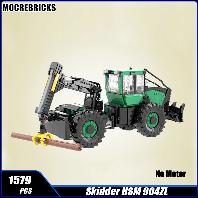 MOC-166055 Engineering Vehicle Skidder HSM 904ZL Transport Iifting Crane Building Block Technology Assemble Model Brick Toy Gift