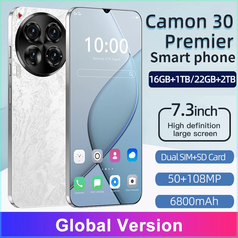 

Original Camon 30 Premier Global Version 7.3inch film HD Smartphone 16G+1TB 6800mAh 5G Dual SIM Cellphone Mobile Phone Android