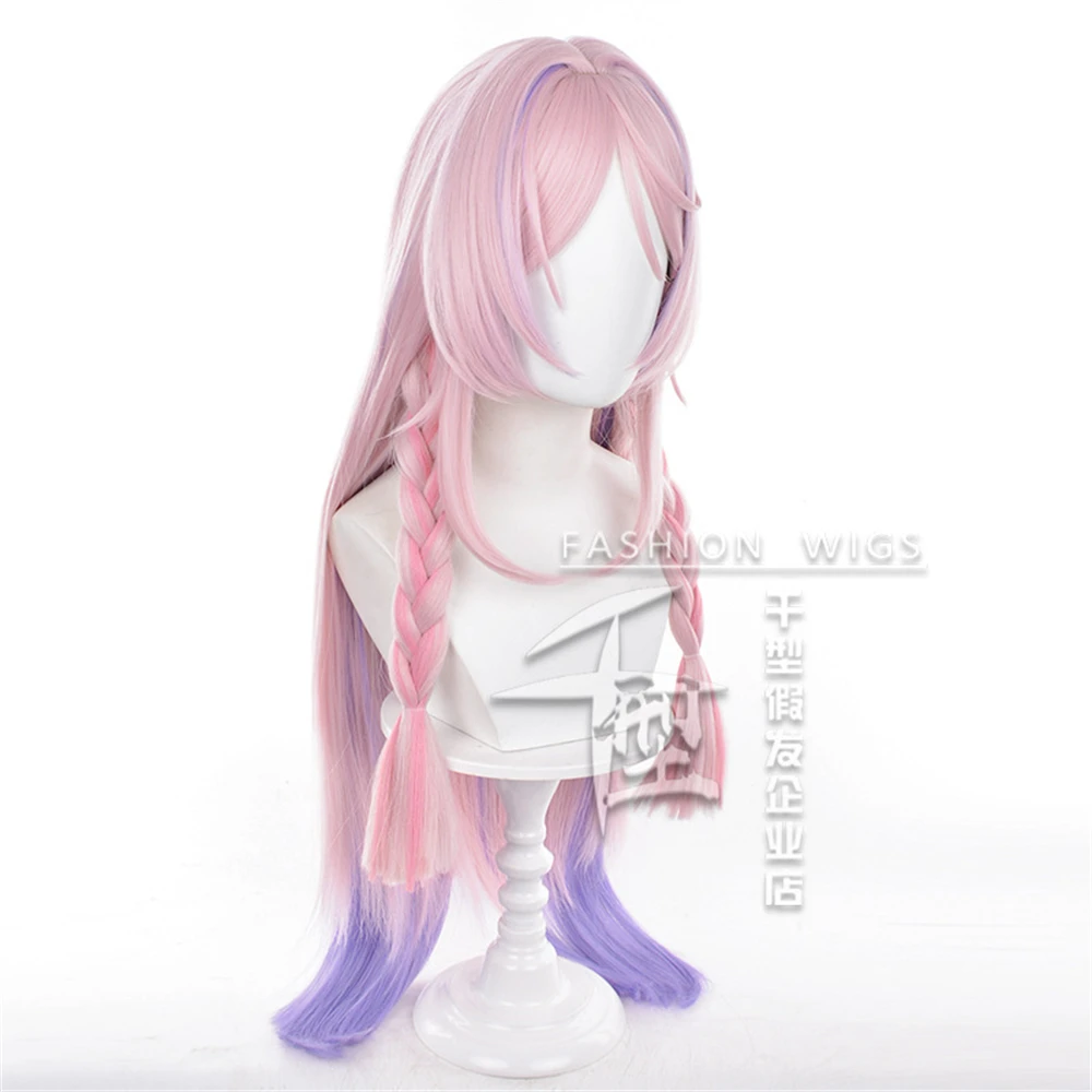 Citlali Cosplay Wig Game Pink Purple Gradient Long Straight Heat Resistant Synthetic Hair Halloween Party Wigs + Wig Cap