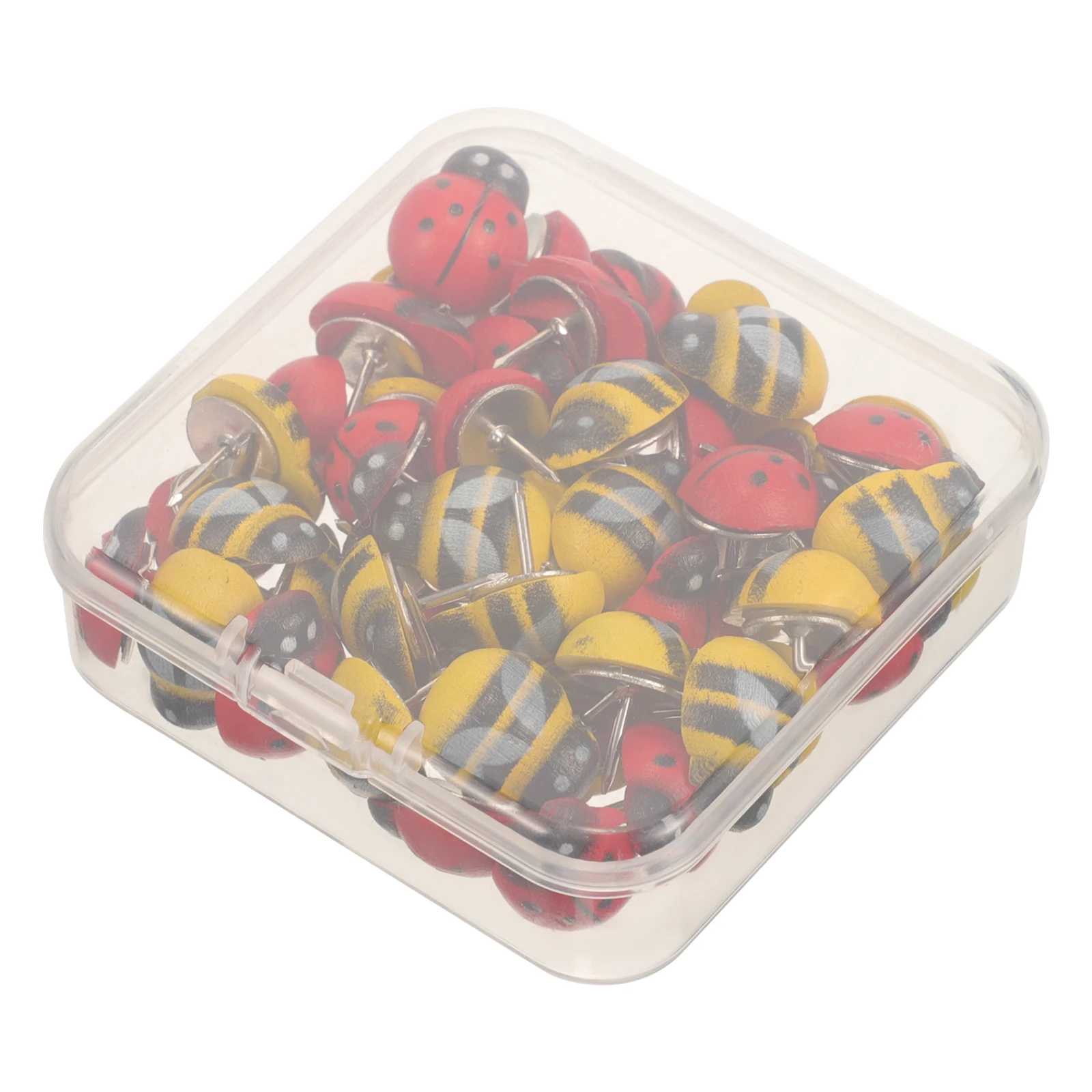 

50pcs Wooden Push Pins Thumb Tacks Cute Animal Shaped Map Markers Photo Wall Craft Supplies Lightweight Compact Storage