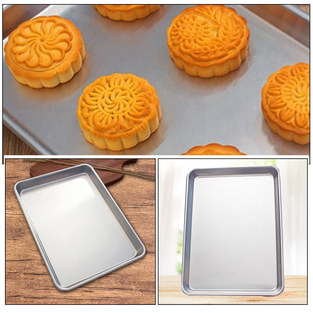 

2pcs Aluminum Alloy Baking Pan Non-Stick Rectangle Cake Tray For Toast Cookie Sheet Professional Bakeware Kitchen Tool Oven Tray