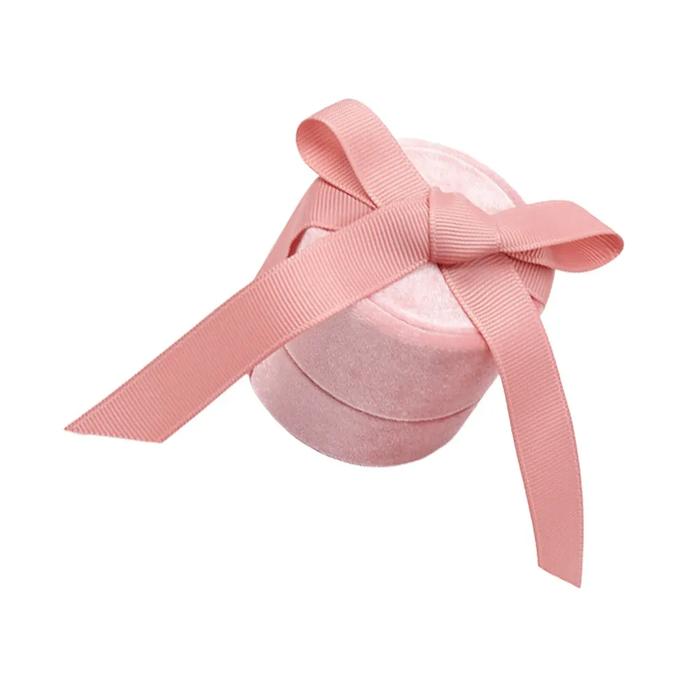 

Ribbon Ring Box Fashion Jewelry Storage Case Exquisite Gifts Wrapping Container for Wedding Proposal (Pink Size L)