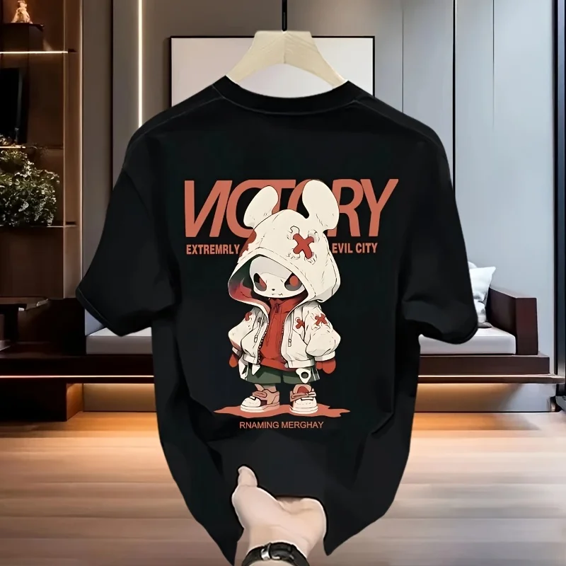 

Rabbit Graphic Printing Summer Autumn Winter Cotton Casual Comfortable Men's and Women's T-Shirts Short Sleeves Loose Trend