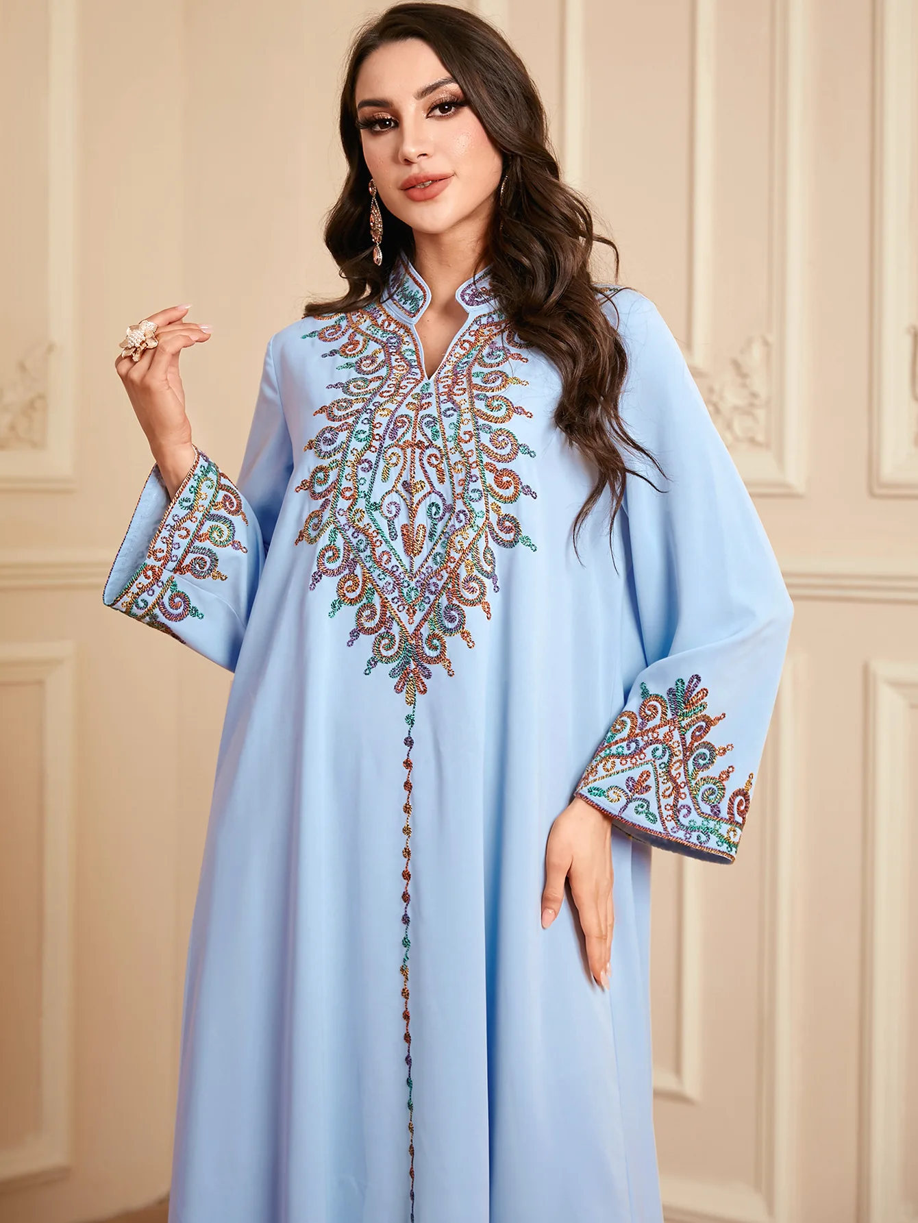 Eid Djellaba Embroidered Abayas for Women Muslim Maxi Dress Turkey Kaftan Dubai Robe Islam Jalabiya Caftan Marocain Femme Kebaya