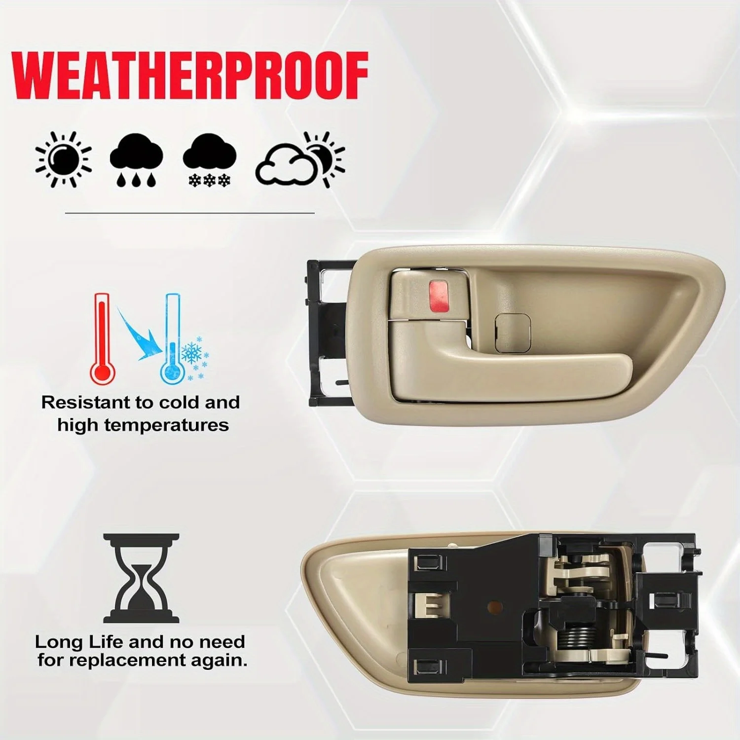 مقابض الأبواب الداخلية (يسار/يمين) لسيارة Toyota Avalon 2000-2004، Sequoia 2001-2007 & Tundra 2004-2006 (يستبدل 692060C030E1) #4