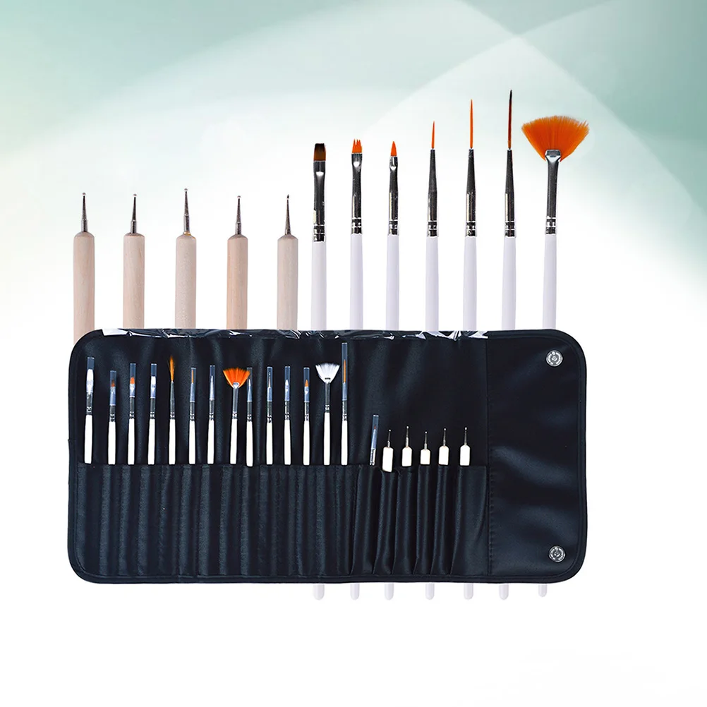 

20PCS/Set Professional Nail Brush Makeup Brush Set Point Drill Pen Nail Painting Nail Tool Set(Black)