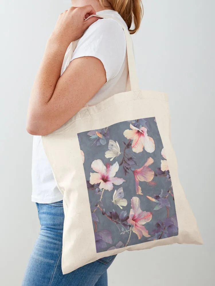 Butterflies and Hibiscus Flowers - a painted pattern Tote Bag supermarket folding bag Candy bags Custom bag women