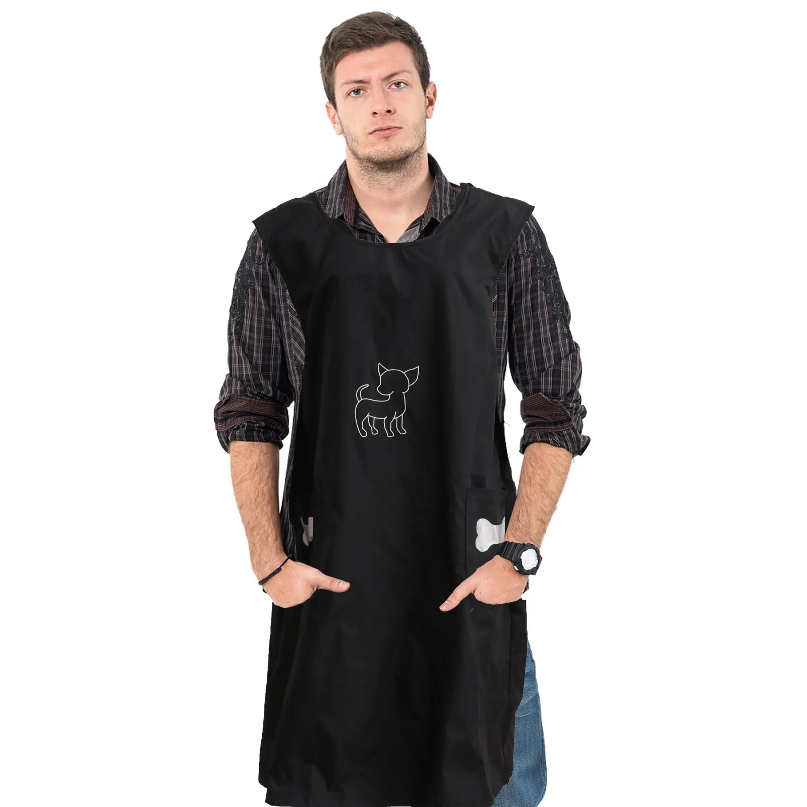 

Pet Grooming Black Waterproof Nylon Sleeveless Halter Neck Dog Lover Working Wear Easy Clean for Kitchen Cafe Hotel