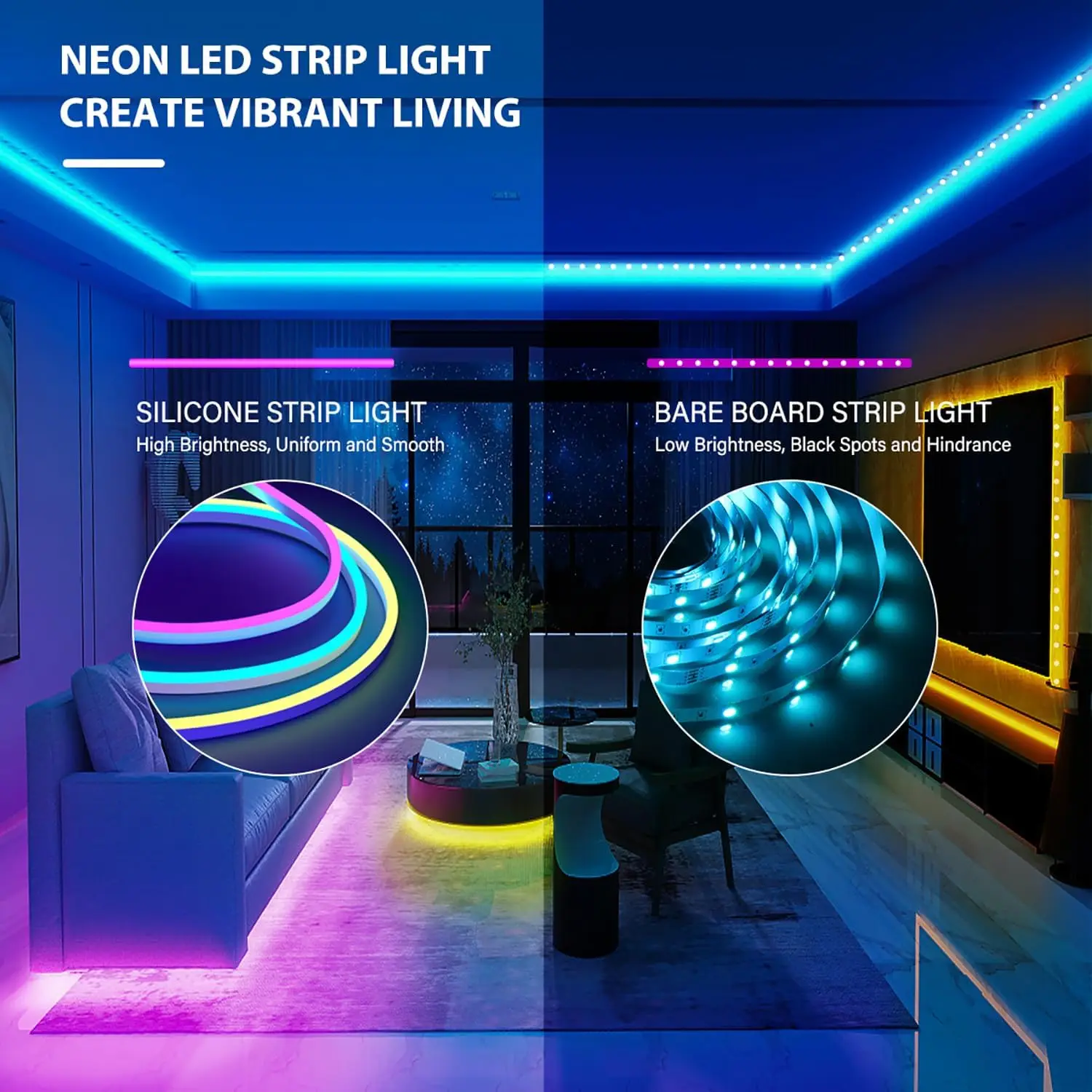 Fita LED RGB NEON, alimentada por USB, sistema de música, 5m, 10m Ip67