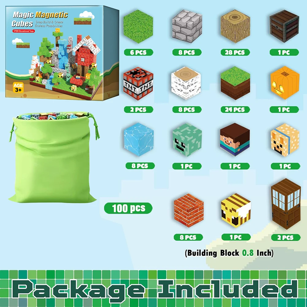 Magnetic Building Blocks Magnet Cube Set For Kid Diy Model Children Stem Best Montessori Sensory Toy